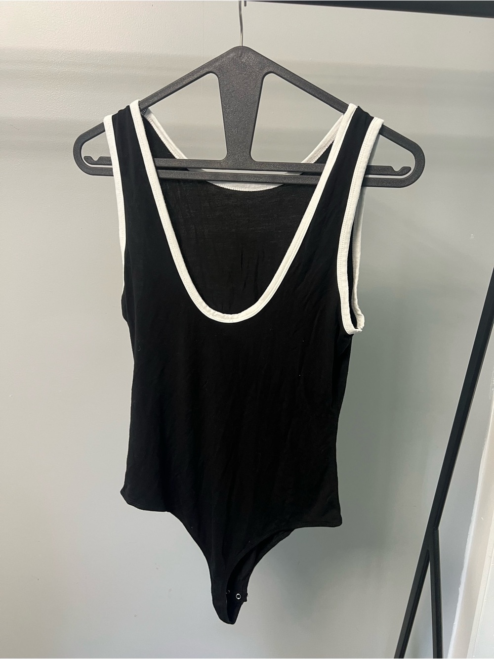 Black & White Trim Women's Sleeveless Bodysuit